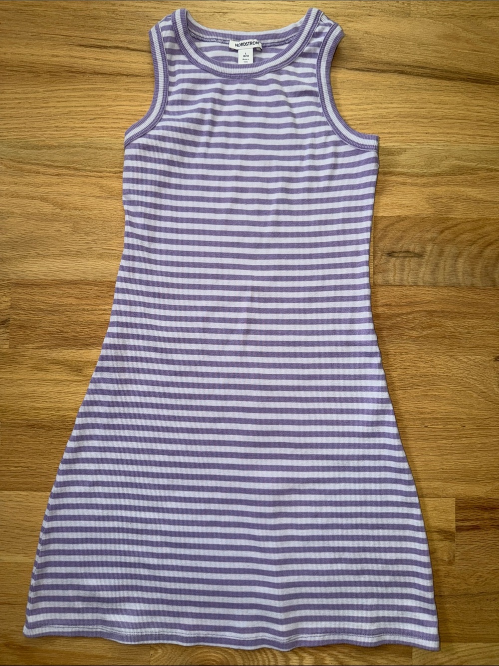Nordstrom Girls Lavender and White Striped Tank Dress Childs Large (10/12)
